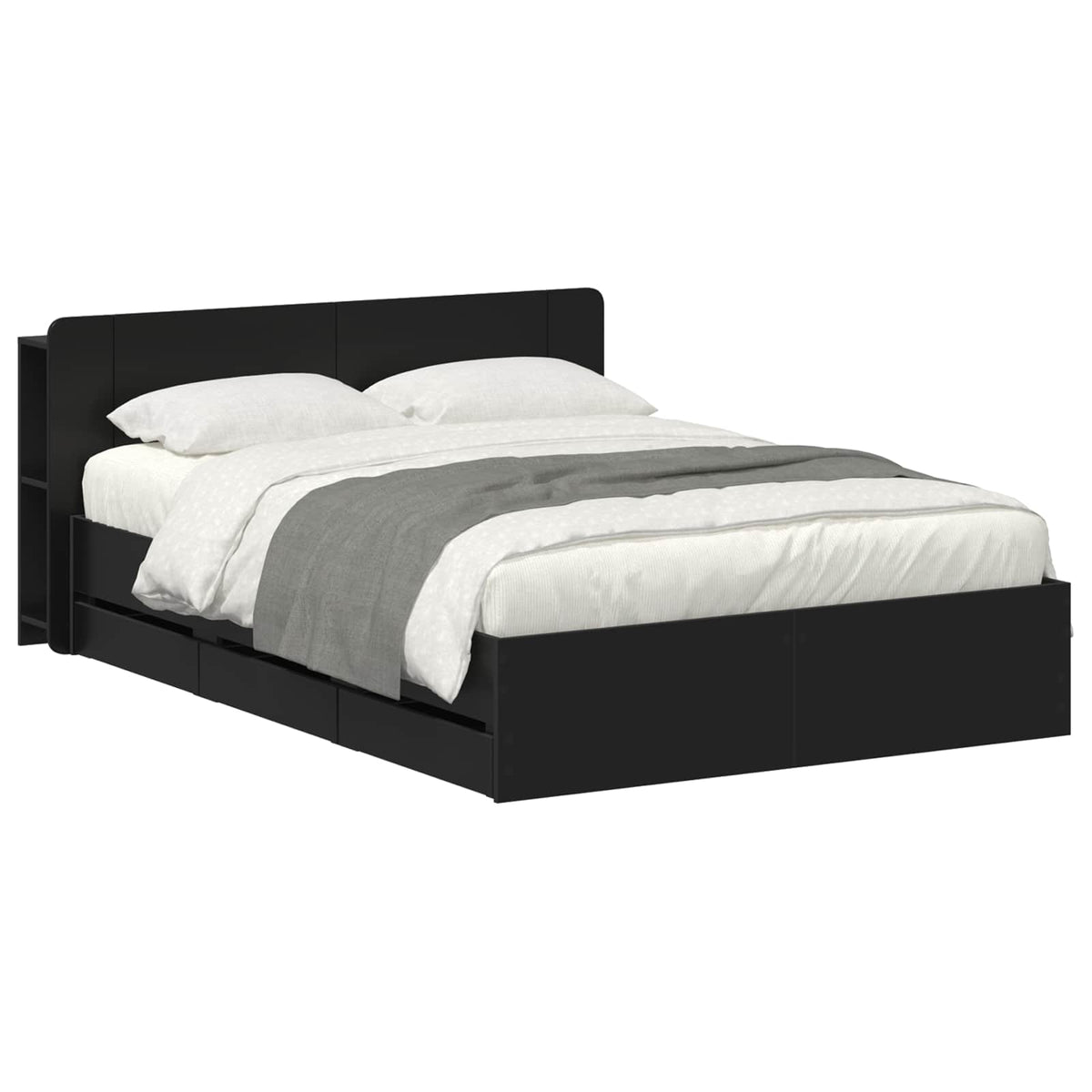 Okvir kreveta s pohranom Crna 150 x 200 cm Konstruirano drvo