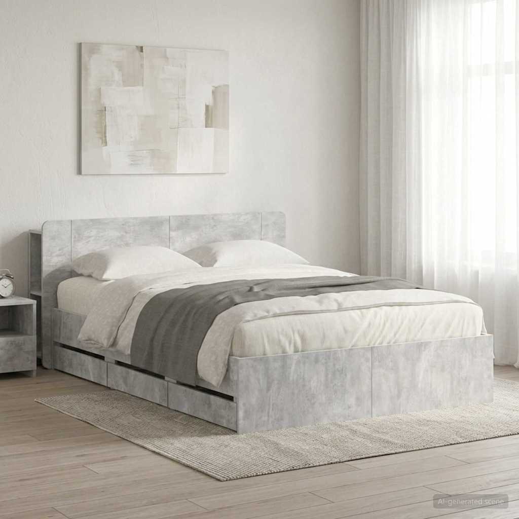 Okvir kreveta s pohranom Betonska siva 150 x 200 cm