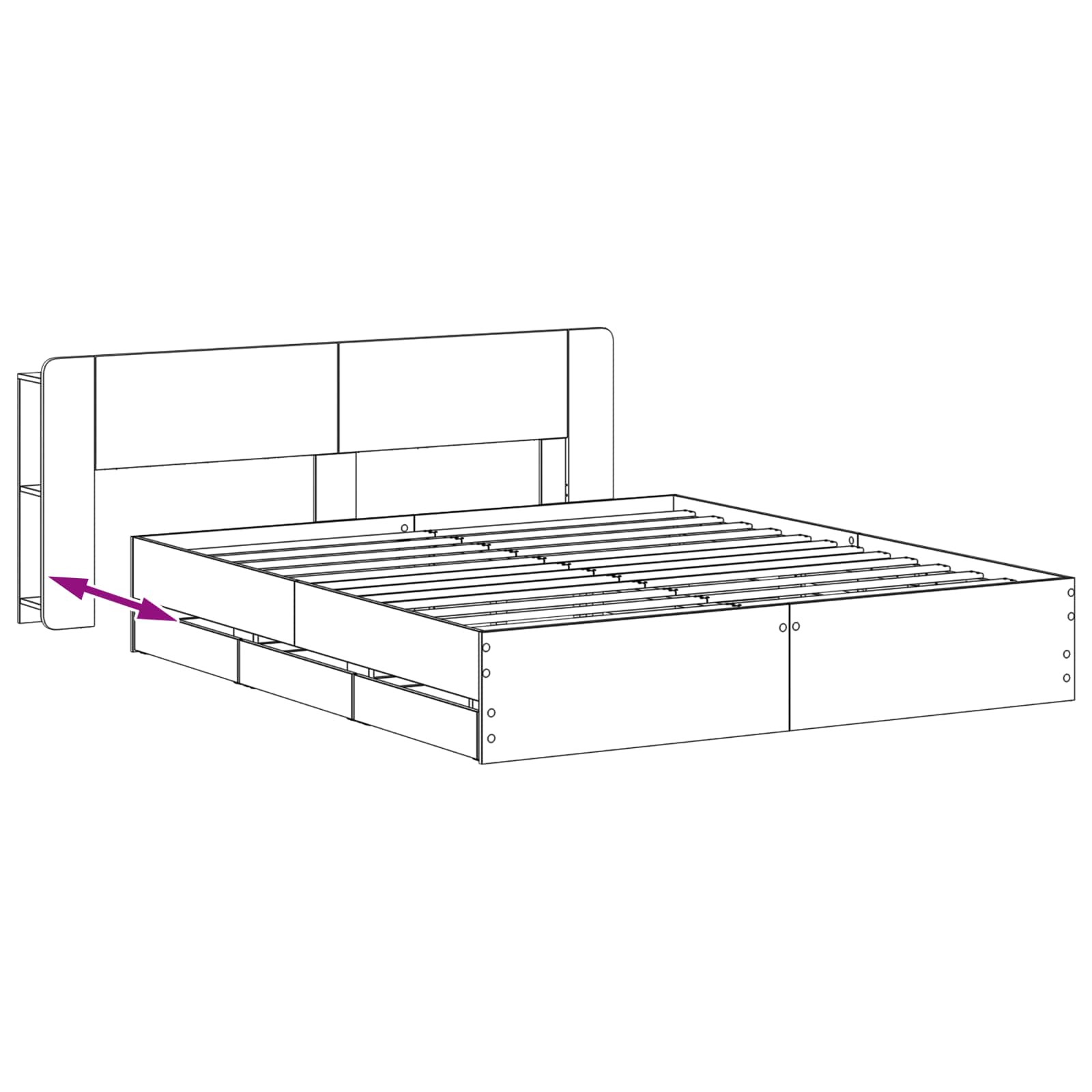 Okvir kreveta s pohranom Crna 180 x 200 cm Konstruirano drvo