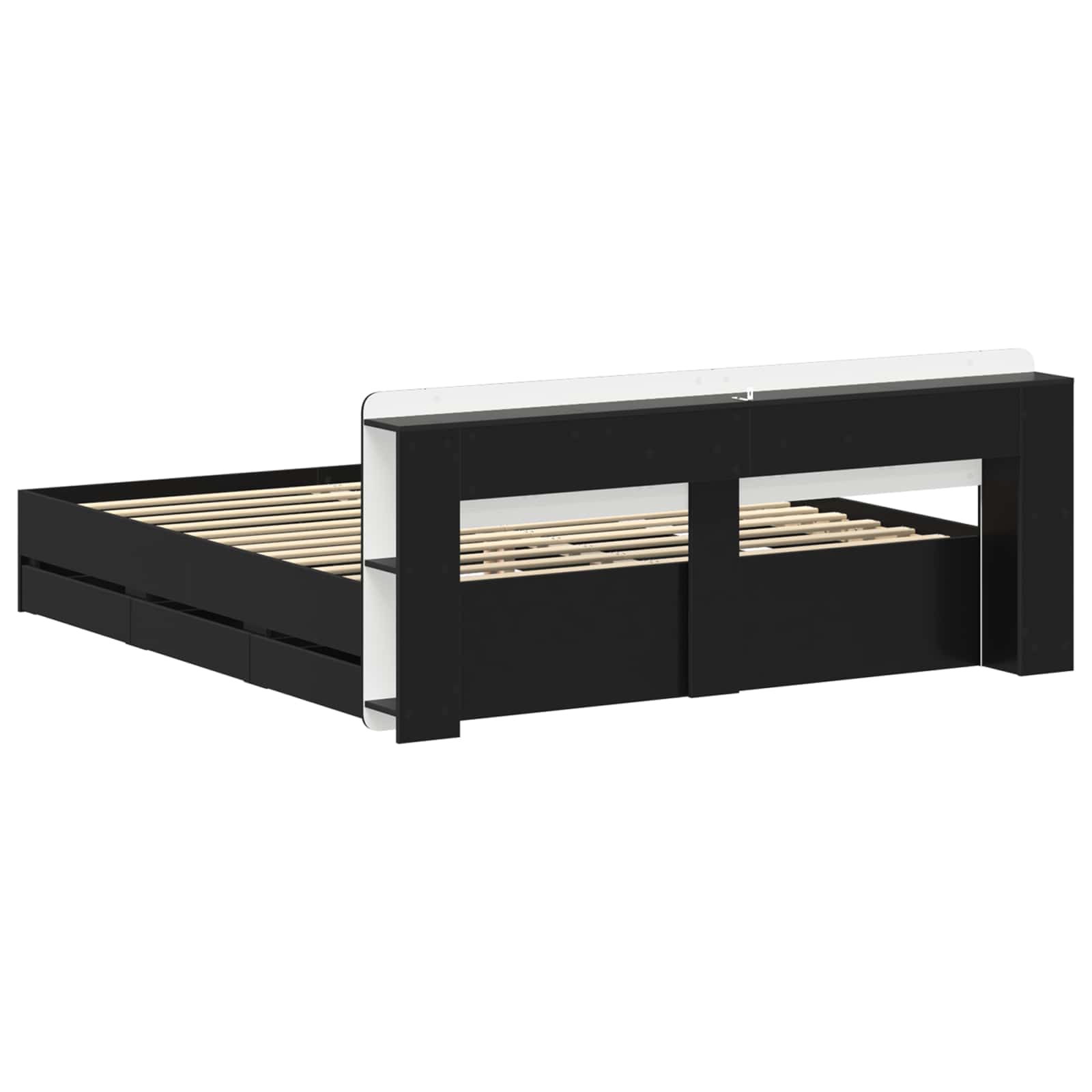 Okvir kreveta s pohranom Crna 200 x 200 cm Konstruirano drvo