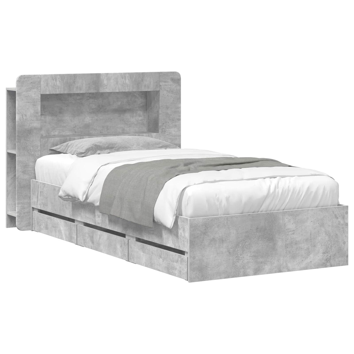 Okvir kreveta s pohranom s ladicama Betonska siva 75 x 190 cm