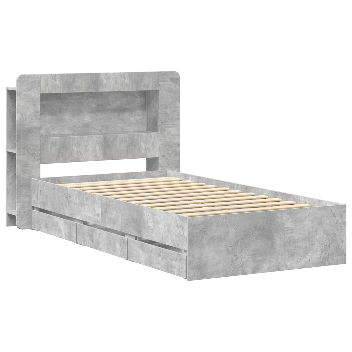 Okvir kreveta s pohranom s ladicama Betonska siva 75 x 190 cm