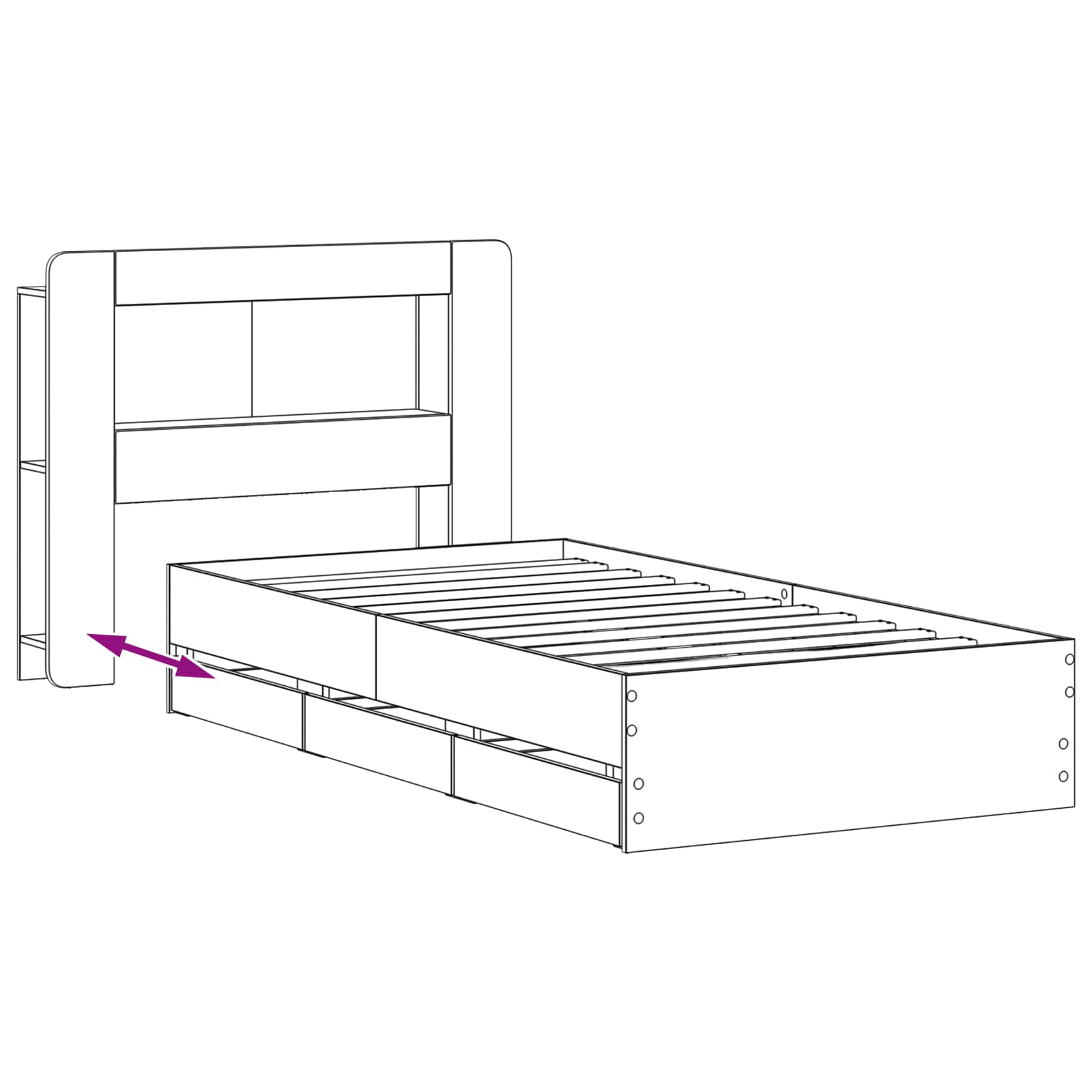 Okvir kreveta s pohranom s uzglavljem Staro drvo 80 x 200 cm