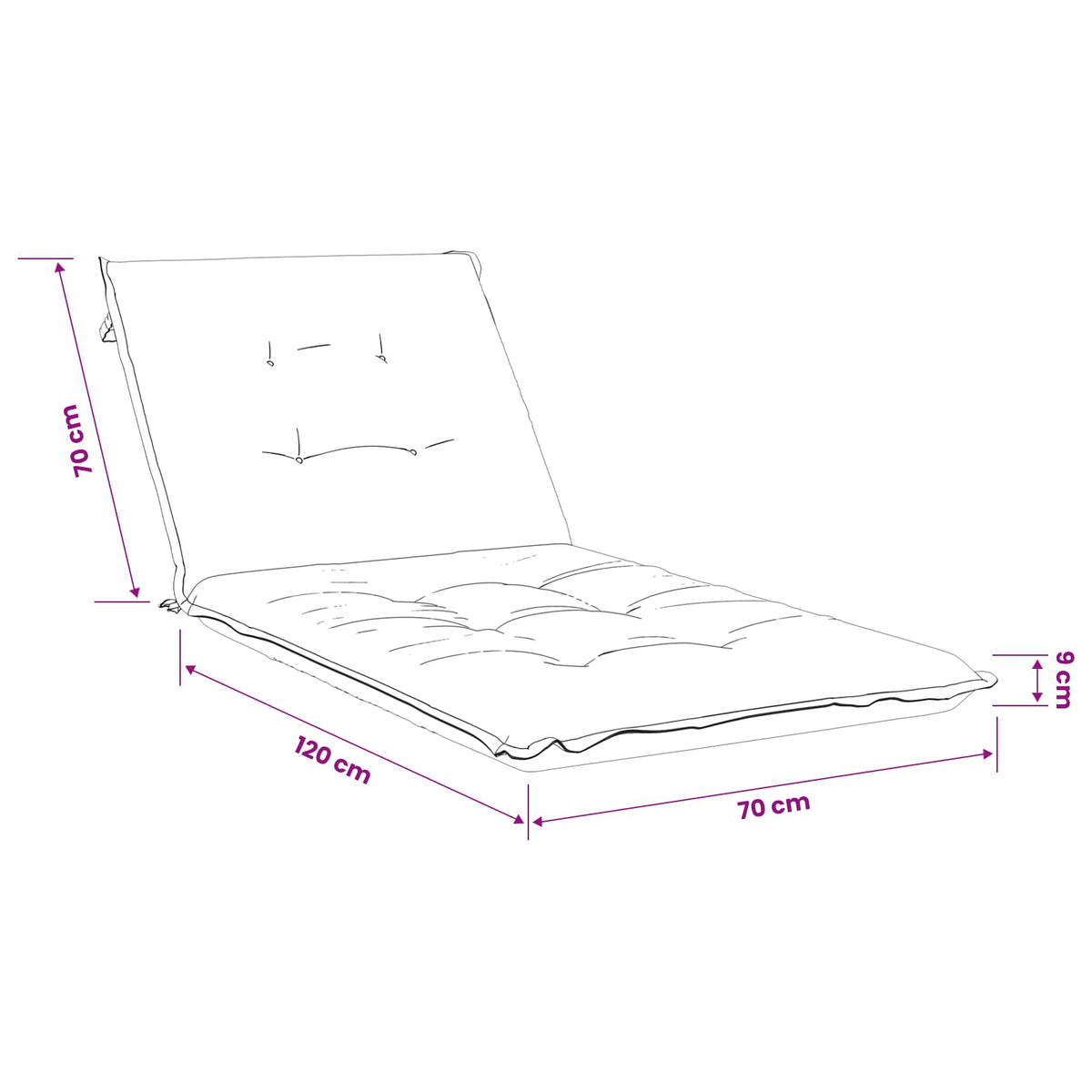Jastučić za ležaljku GEMERT 100% poliester Crna 190 x 70 x 9 cm