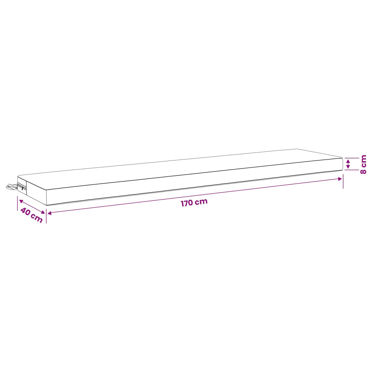 Jastučić za klupu SOEST 100% poliester Crna 180 x 40 x 8 cm