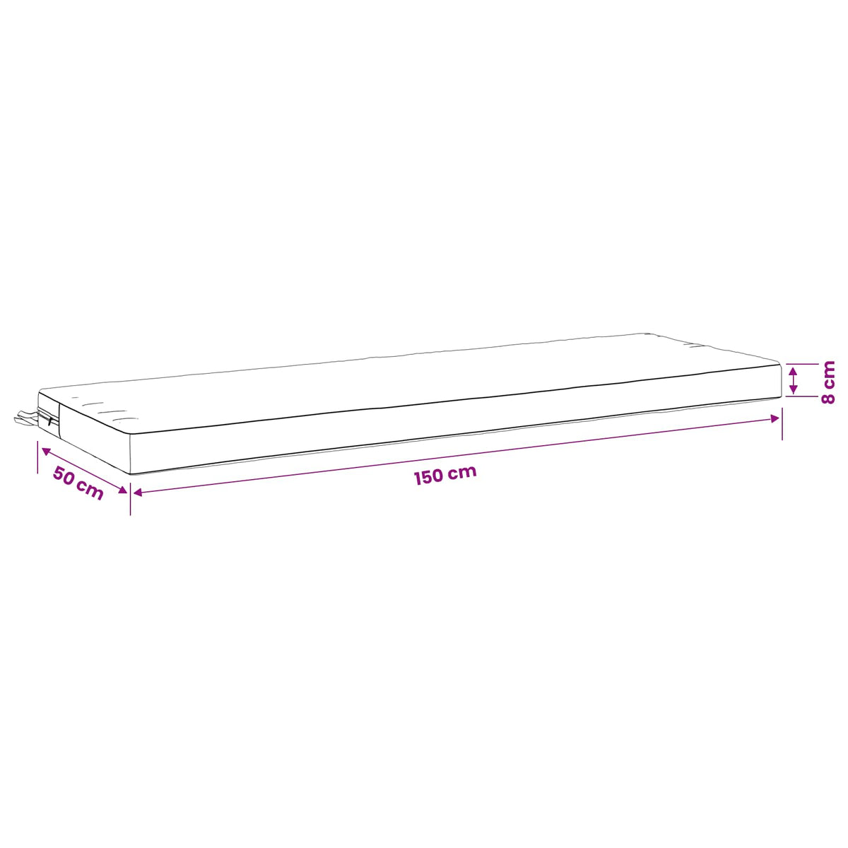 Jastučić za klupu SOEST 100% poliester Crna 150 x 50 x 8 cm