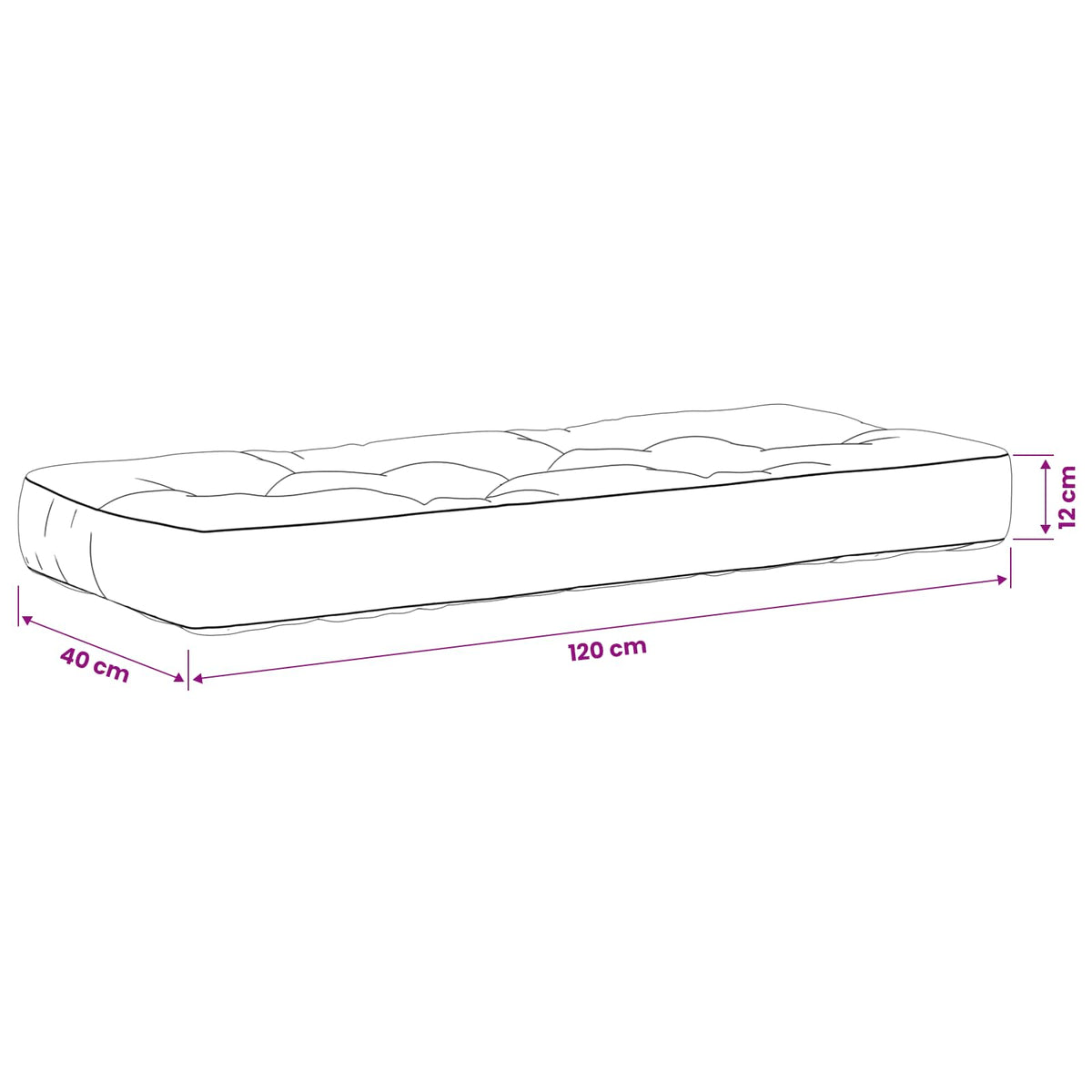Jastučić za palete VIANEN 100% poliester Krem 120 x 40 x 12 cm
