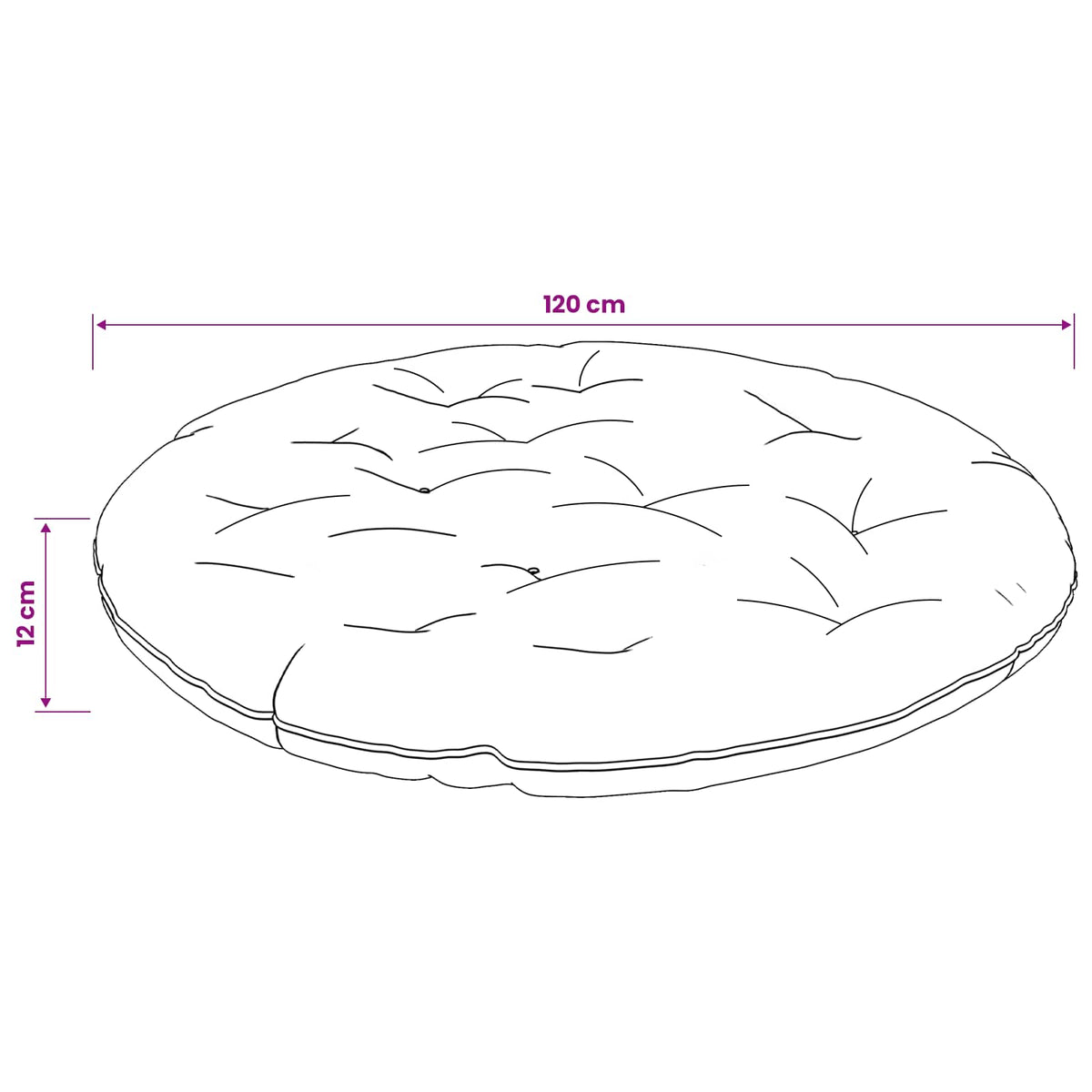Papasan jastučić VIANEN 100% poliester Crna Ø 120 x 12 cm