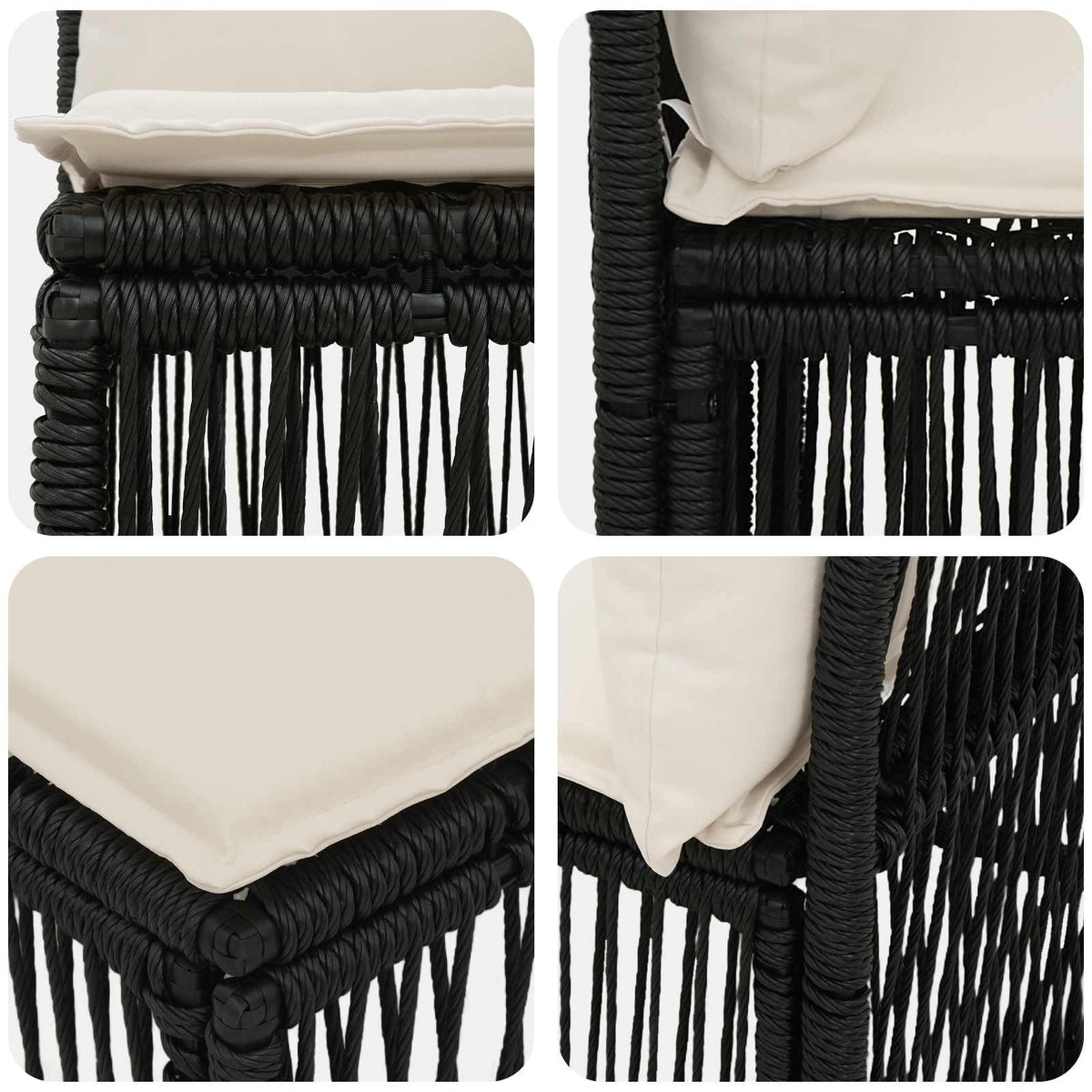 Sjedeća garnitura za vrt 4 pcs Crna poliratan