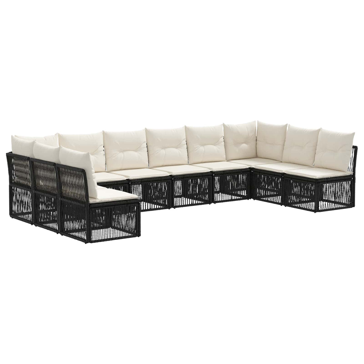 Sjedeća garnitura za vrt 10 kom. Crna poliratan 62 x 62 x 70 cm