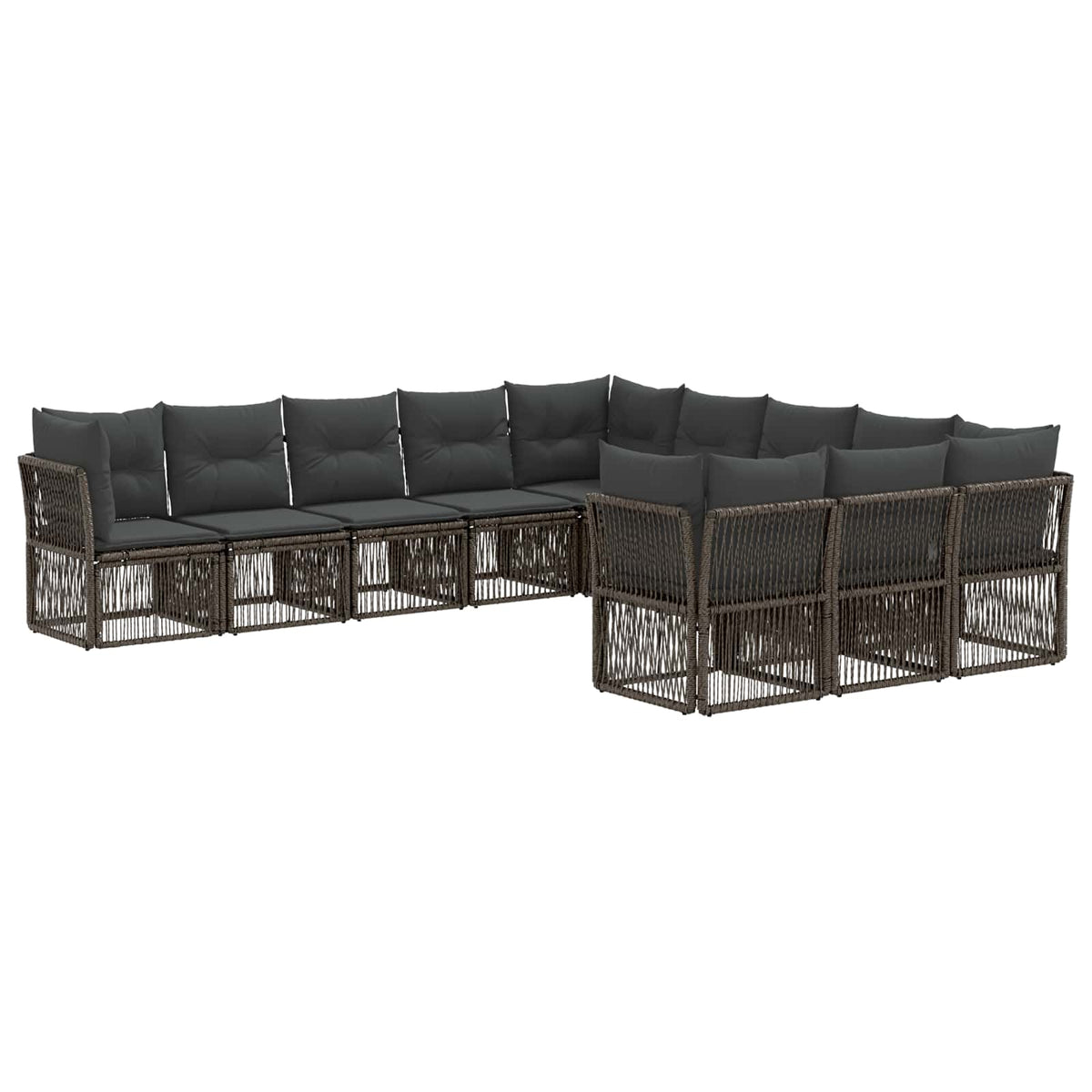 Sjedeća garnitura za vrt 11 kom. Siva poliratan 62 x 62 x 70 cm