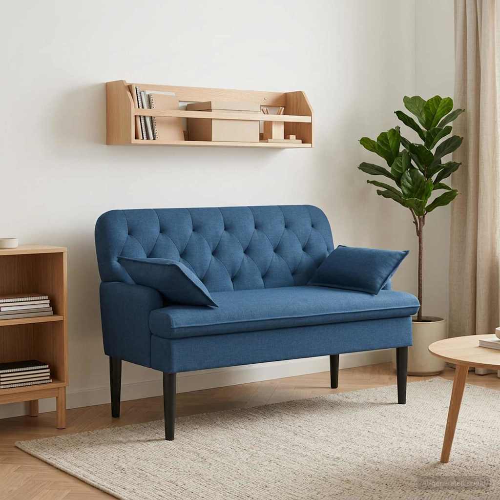 Ljubavni kauč s gumbima Plava 111 x 68 x 80 cm Tkanina