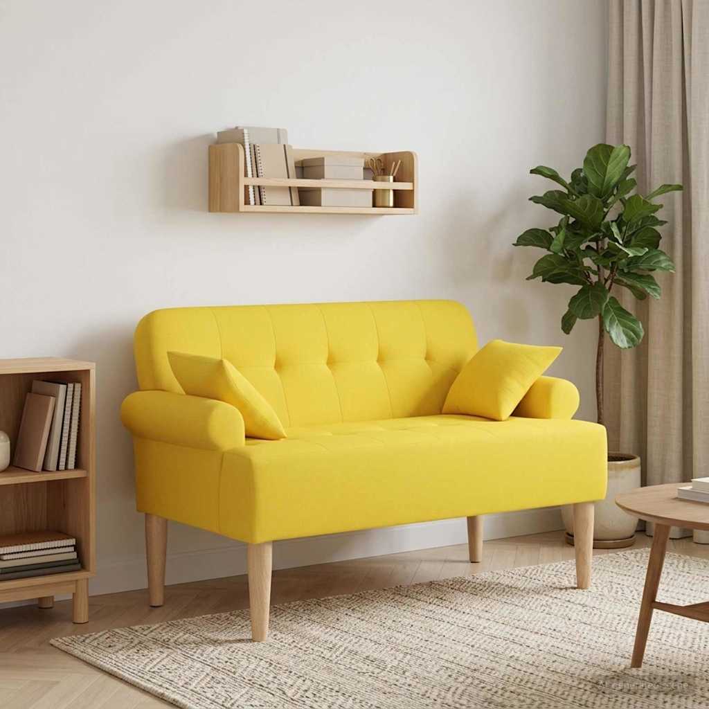 Ljubavni kauč s gumbima Svijetlo žuta 120 x 65 x 79 cm Tkanina