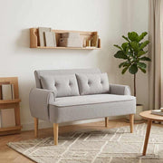 Ljubavni kauč s gumbima Svjetlosiva 117 x 67 x 77 cm Bouclé