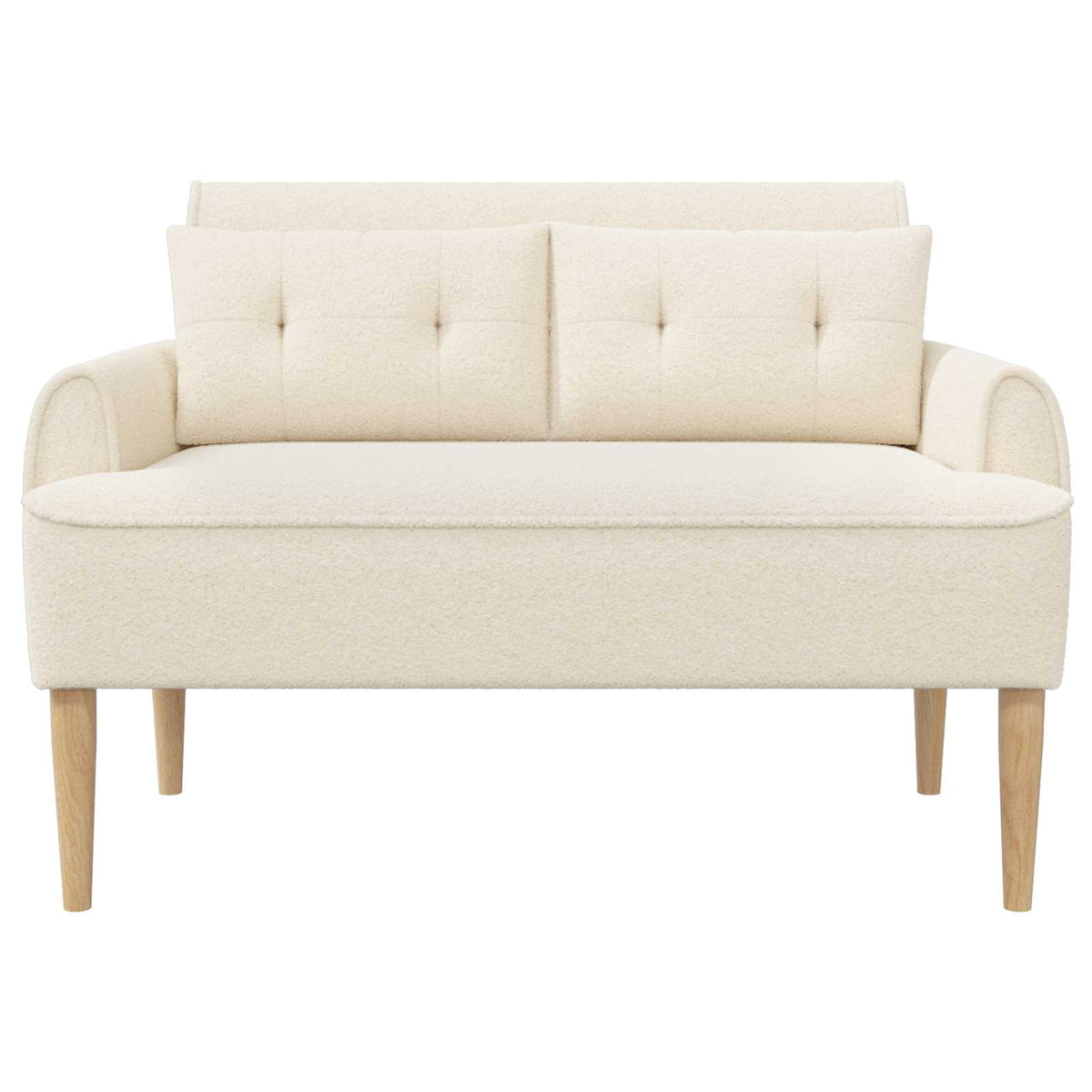 Ljubavni kauč s gumbima Krem 117 x 67 x 77 cm Bouclé