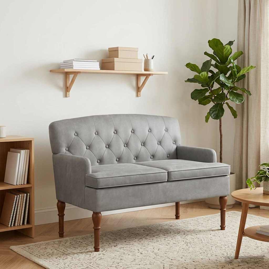 Ljubavni kauč s gumbima Svjetlosiva 111 x 65 x 79 cm Baršun