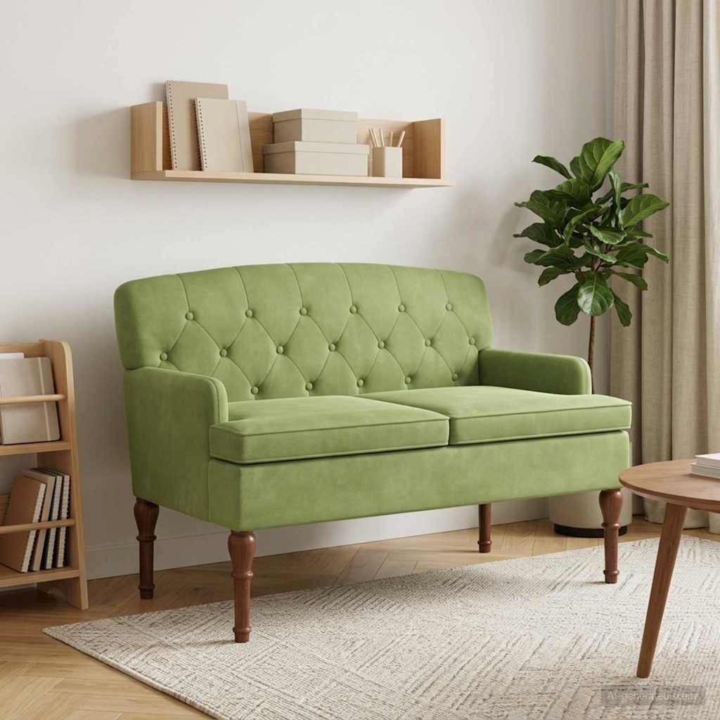 Ljubavni kauč s gumbima Svijetlo zelena 111 x 65 x 79 cm Baršun
