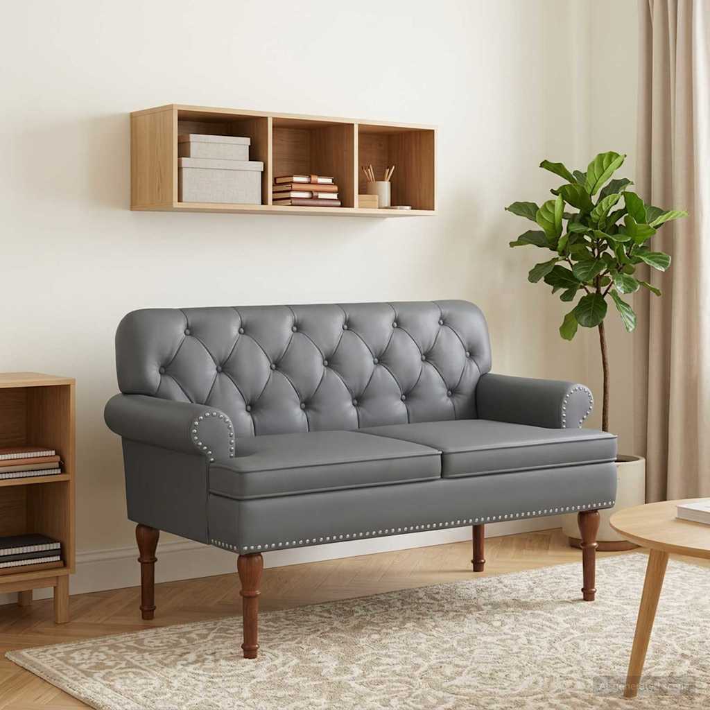 Ljubavni kauč s gumbima Siva 120 x 65 x 77 cm Umjetna koža