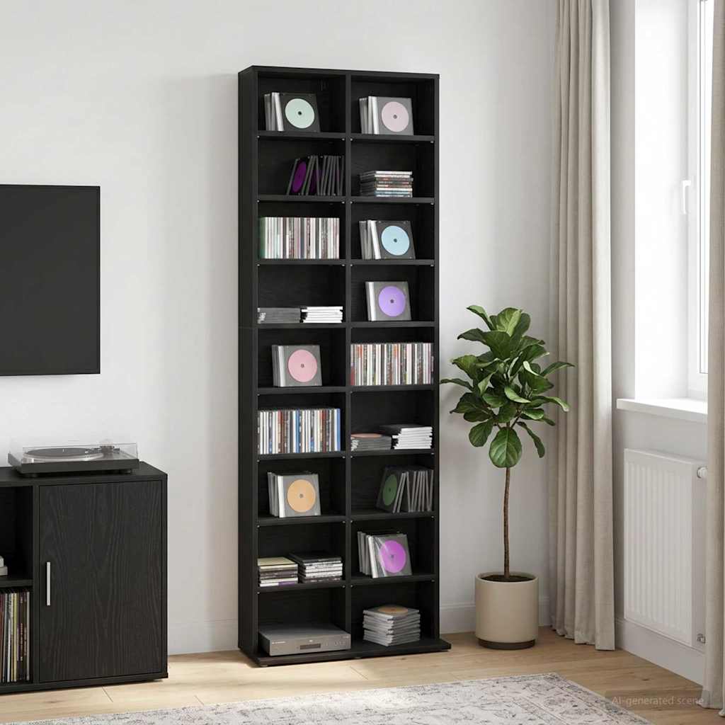 CD ormar Crni hrast 65 x 23,5 x 175 cm Konstruirano drvo