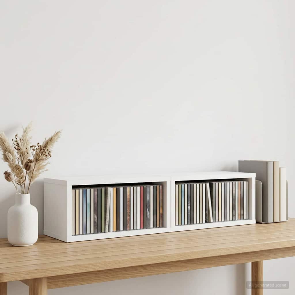 Stalak za CD-ove 2 kom. Bijela 40 x 17 x 17 cm