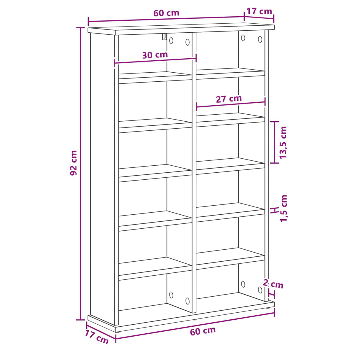 CD ormar Dimljeni hrast 60 x 17 x 92 cm Konstruirano drvo