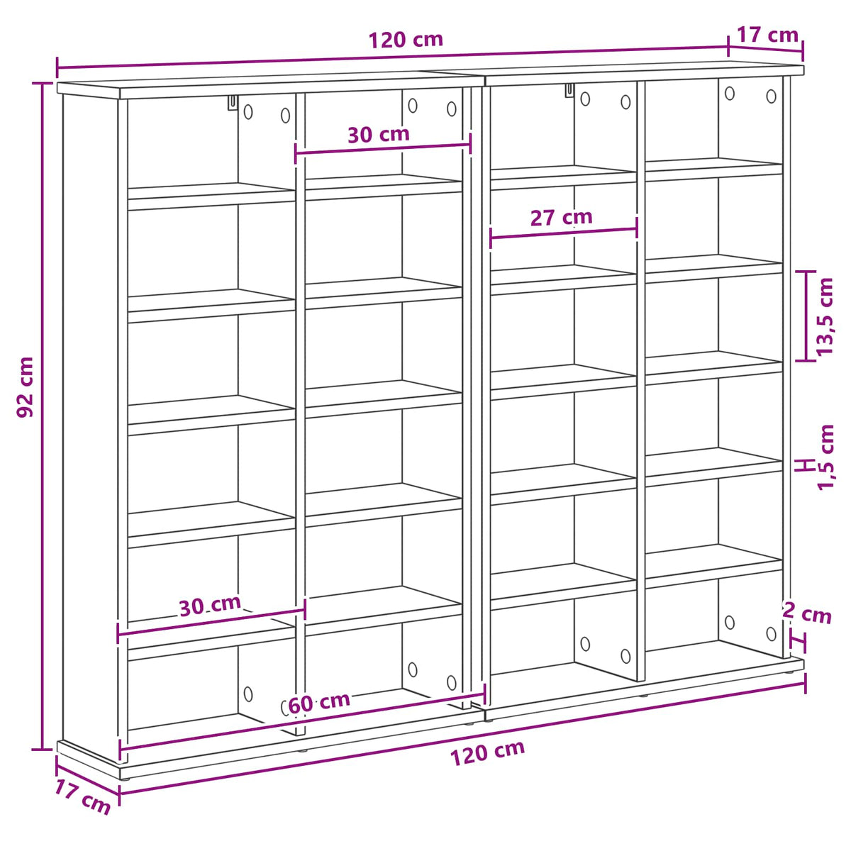 CD ormar 2 kom. Siva Sonoma 60 x 17 x 92 cm Konstruirano drvo