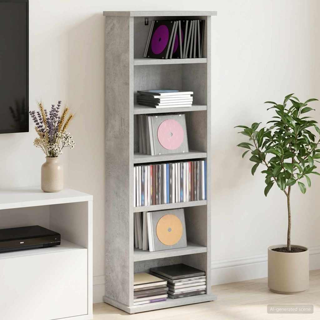 CD ormar Betonska siva 60 x 17 x 92 cm Konstruirano drvo