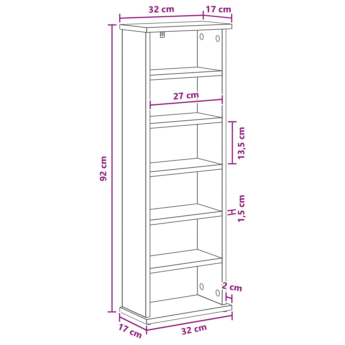 CD ormar Betonska siva 60 x 17 x 92 cm Konstruirano drvo