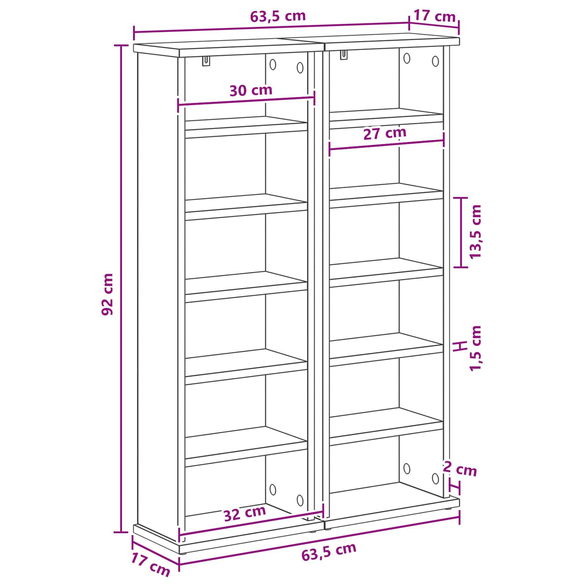 CD ormar 2 kom. Betonska siva 60 x 17 x 92 cm Konstruirano drvo