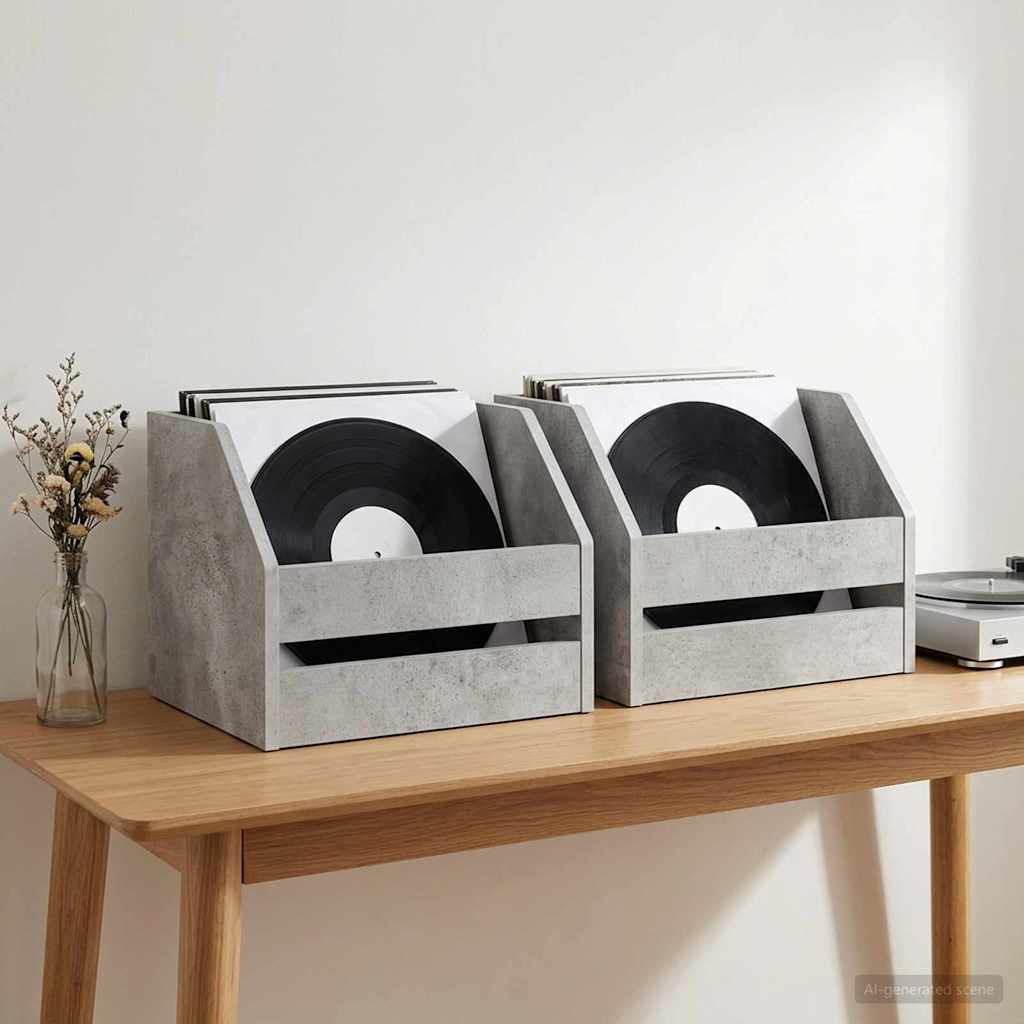 Kutija za vinilne albume 2 kom. Betonska siva 38 x 30 x 29 cm