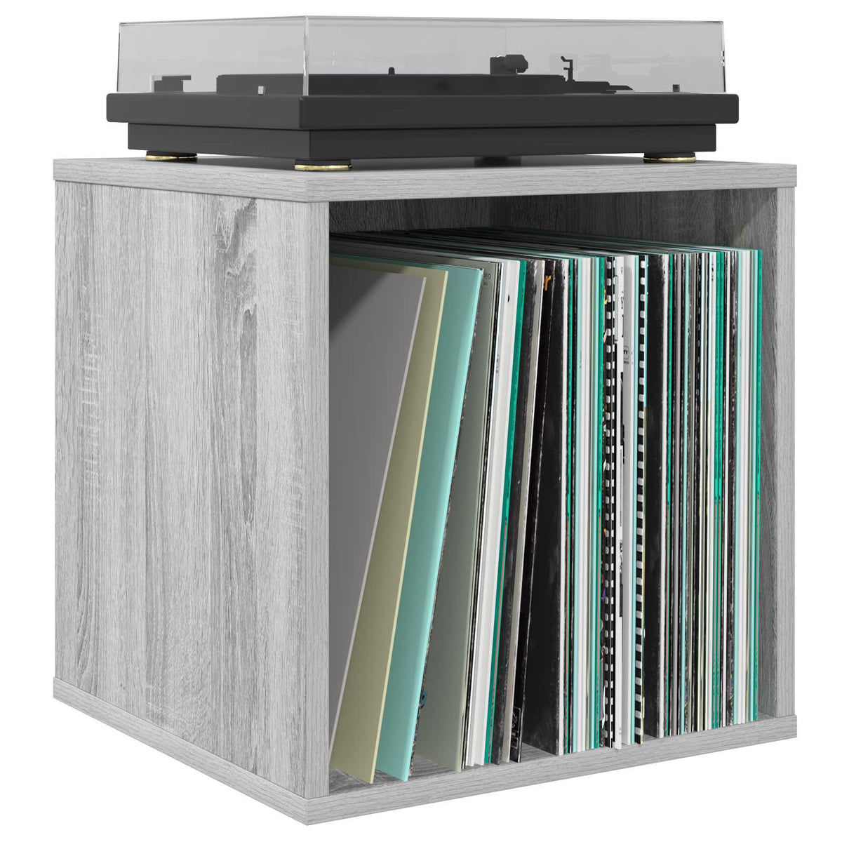 Kutija za vinilne albume Siva Sonoma 37 x 36,5 x 38 cm