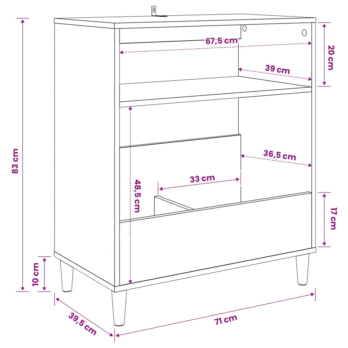 Stalak za gramofon Dimljeni hrast 71 x 39,5 x 83 cm
