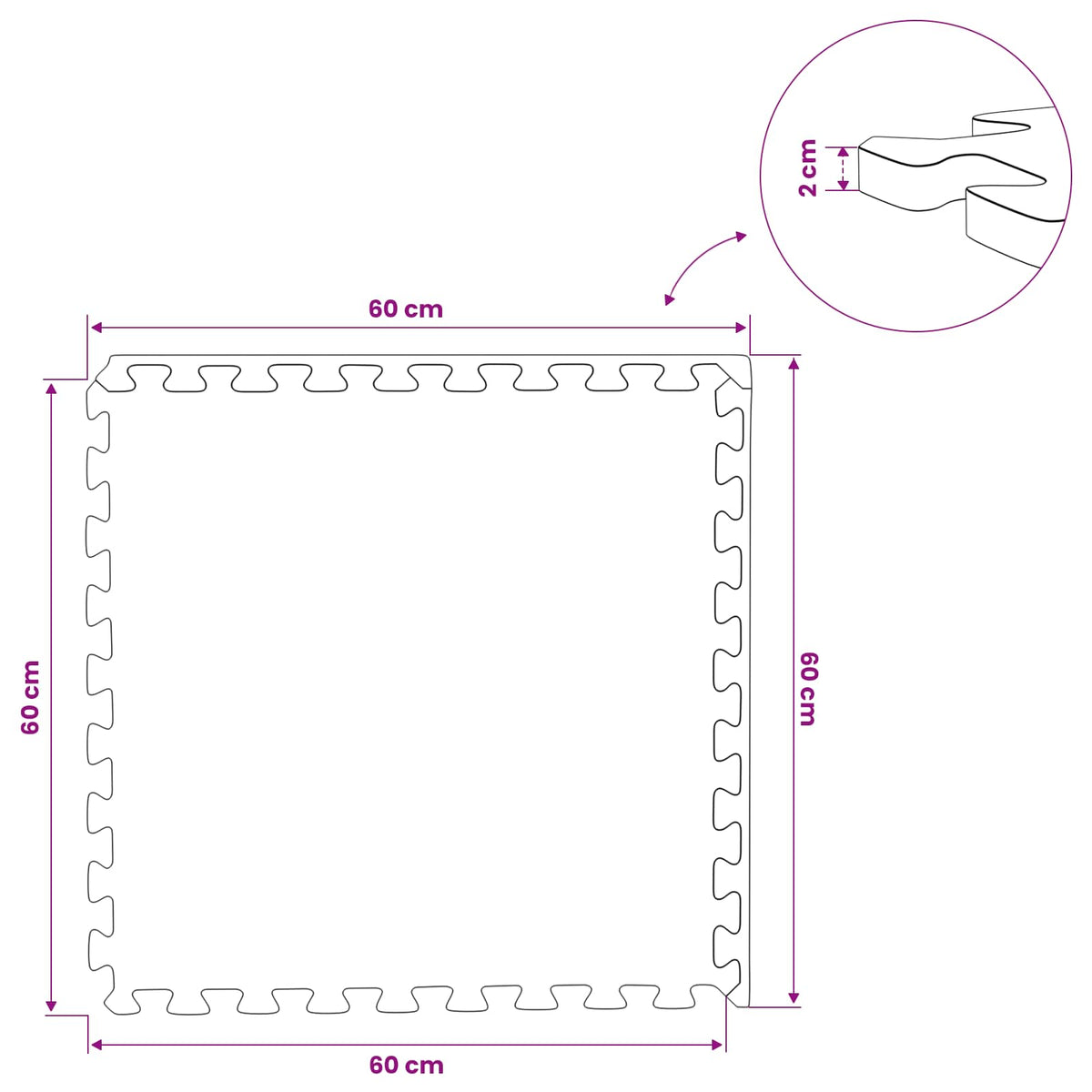 Podne prostirke 6 kom. Crna 2,16 m² EVA pjenasti materijal
