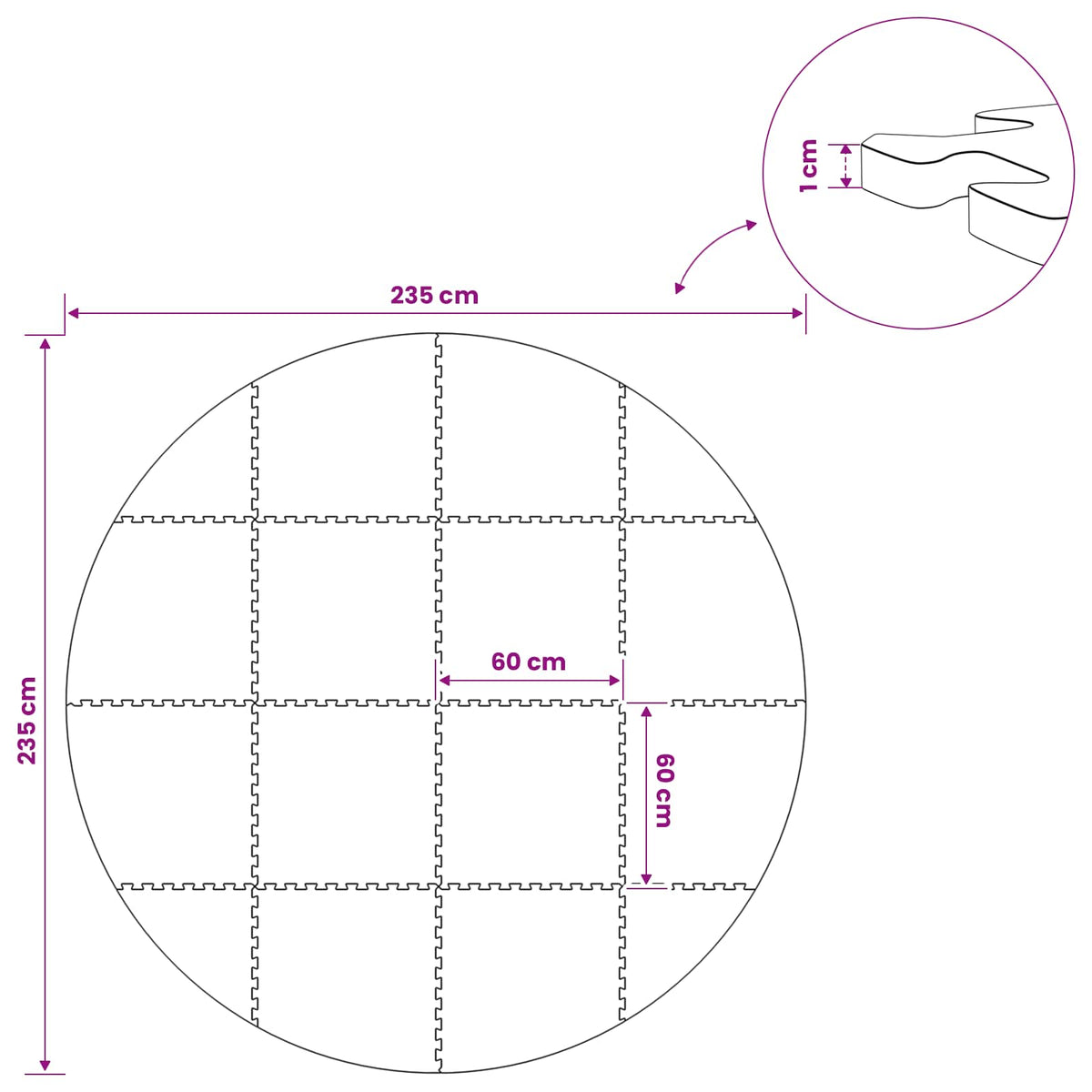 Podloga za bazen 16 kom. Ø 235 cm Kružni EVA pjenasti materijal