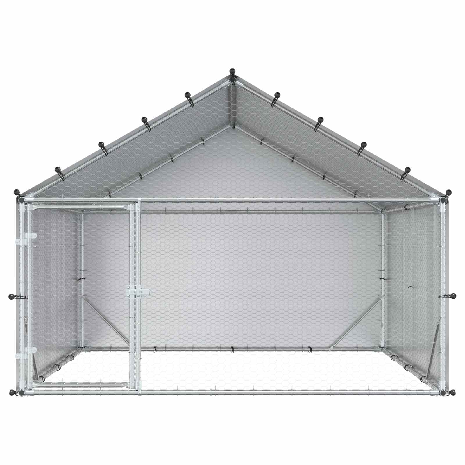 Kokošinjac s krovom Srebrna 200 x 200 x 150 cm Pocinčani čelik
