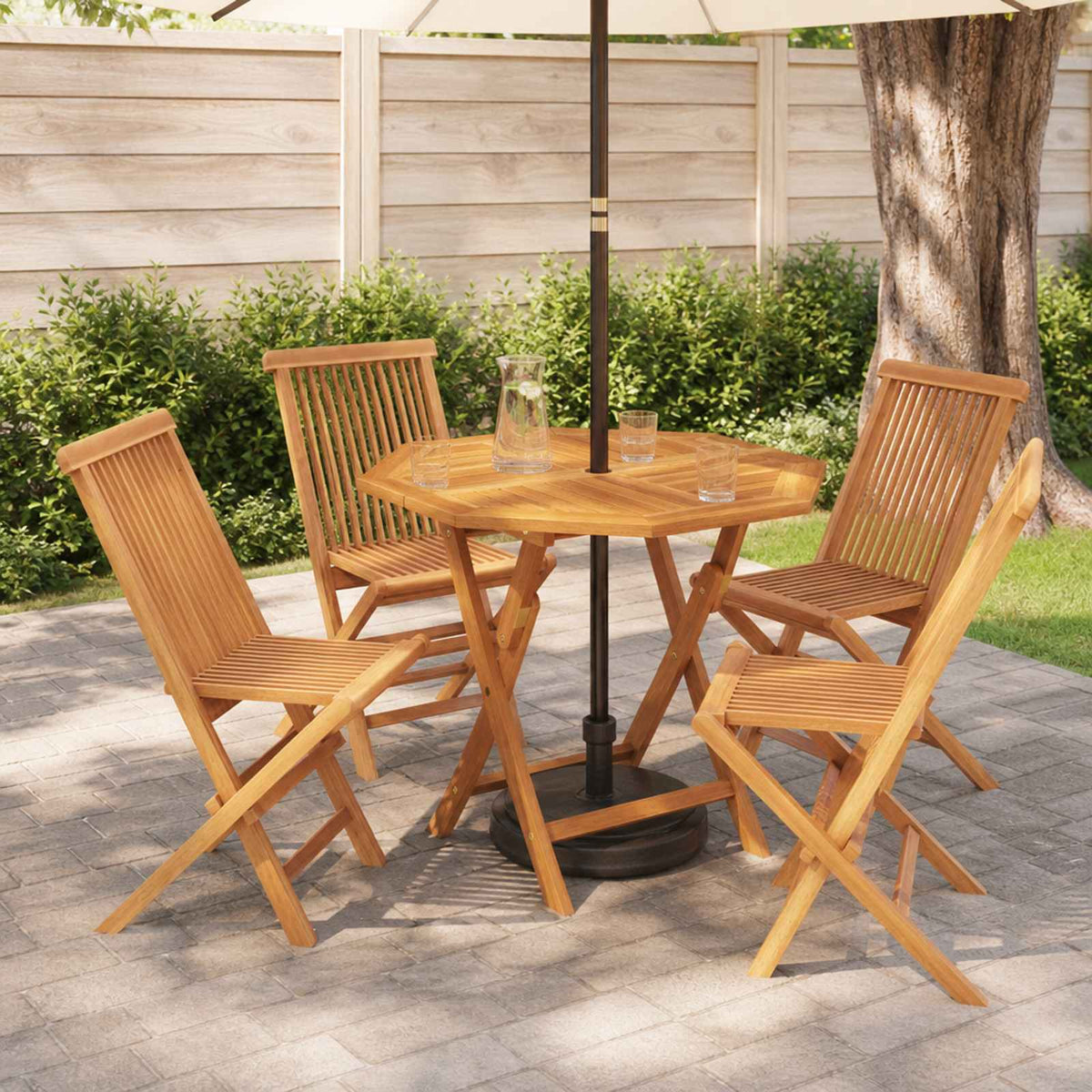 5-dijelni sklopivi vrtni bistro set Prirodna