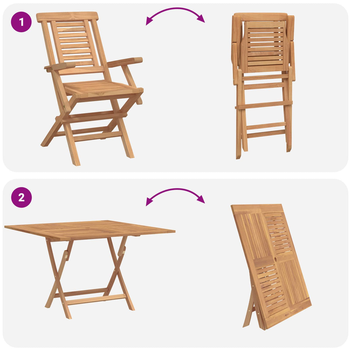 Vrtni set 5 kom. Smeđa Čvrsto teak drvo