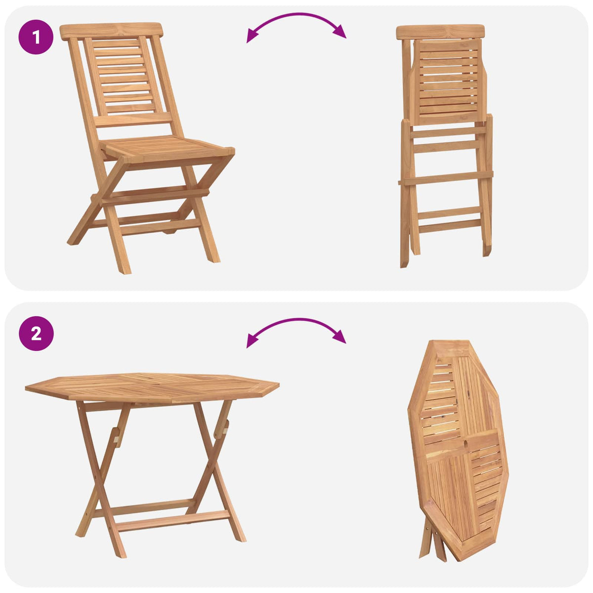 Vrtni set 5 kom. Smeđa Čvrsto teak drvo