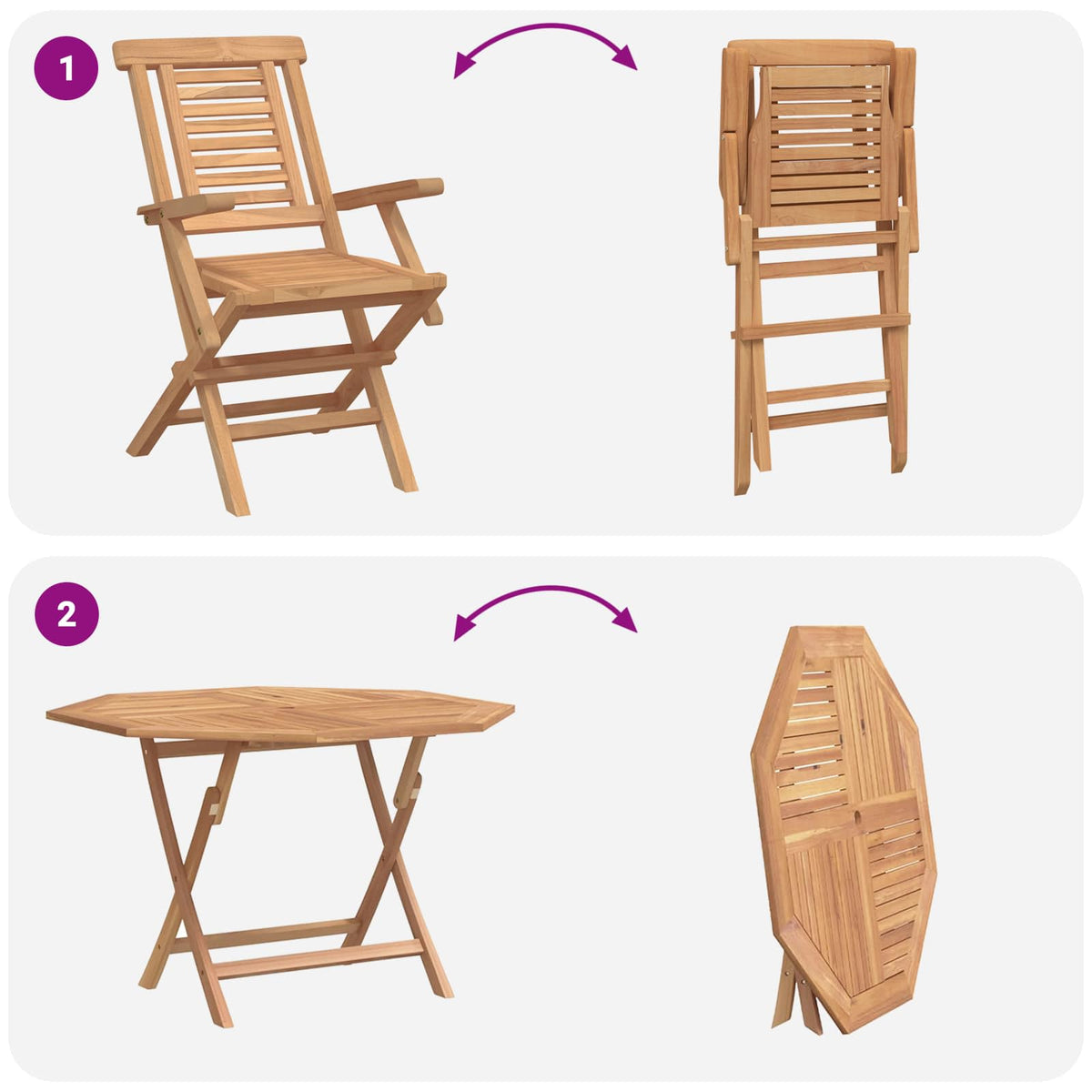 Vrtni set 5 kom. Smeđa Čvrsto teak drvo