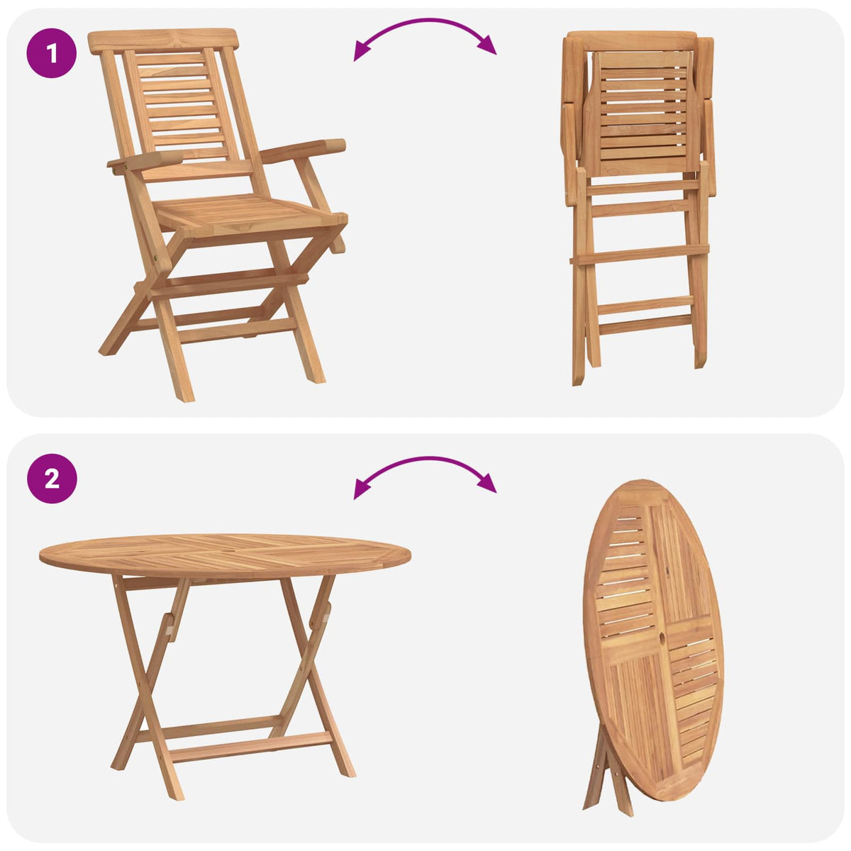 Vrtni set 5 kom. Smeđa Čvrsto teak drvo