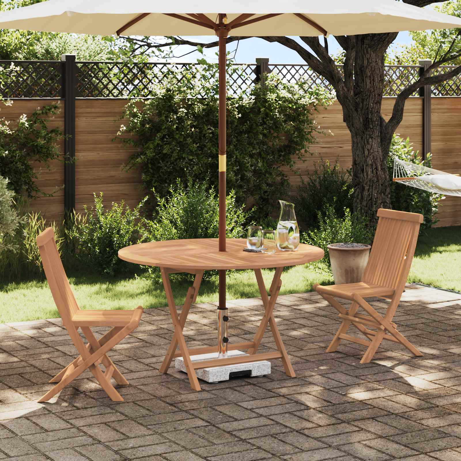 Bistro set za vrt 3 pcs Prirodna Čvrsto teak drvo