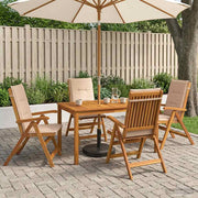 5-Piece Garden Dining Set Prirodna Čvrsto drvo akacije