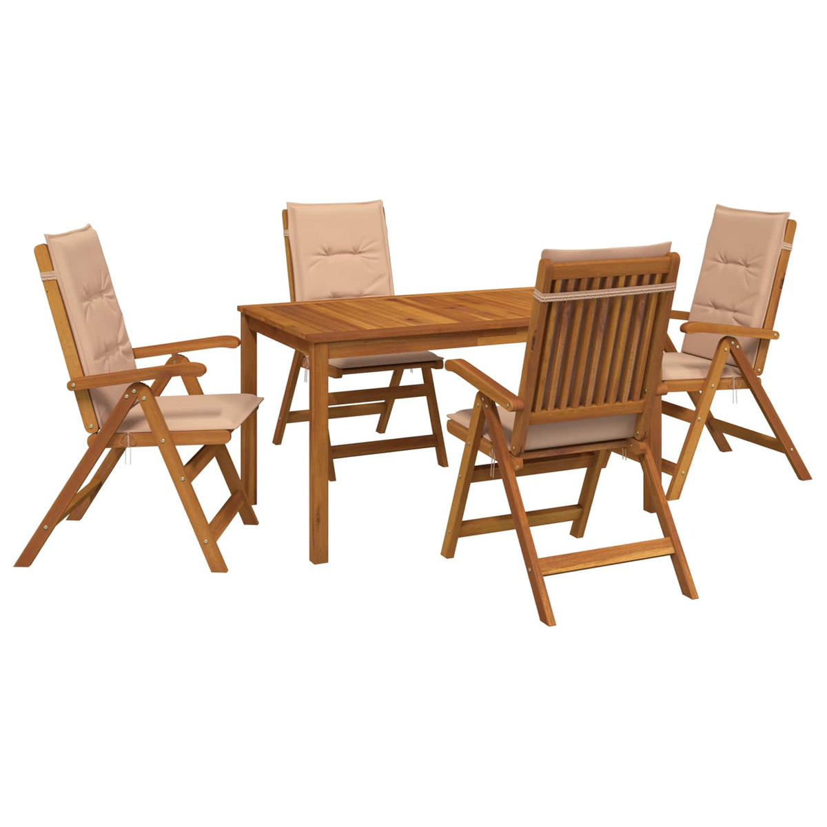 5-Piece Garden Dining Set Prirodna Čvrsto drvo akacije