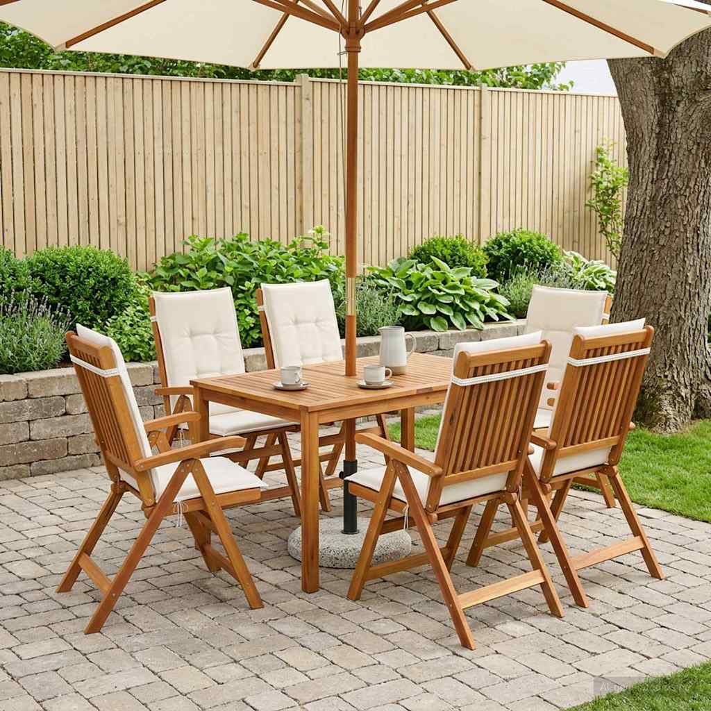 7-Piece Garden Dining Set Čvrsto drvo akacije