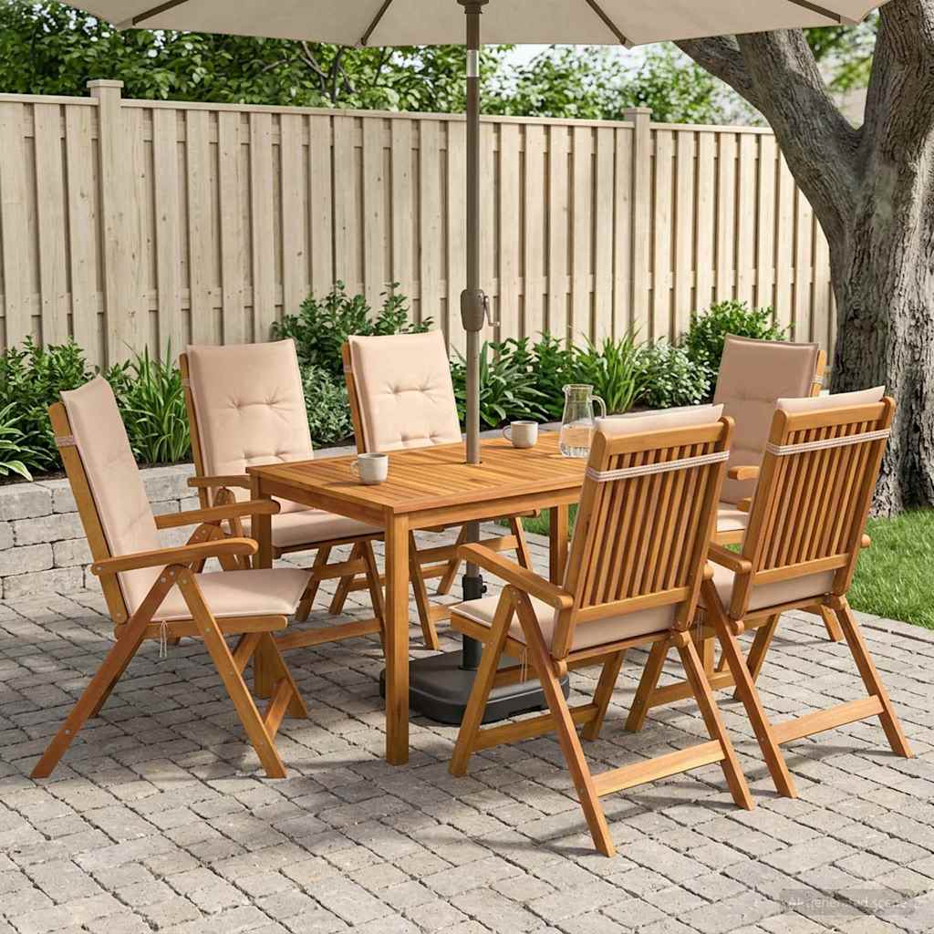 7-Piece Garden Dining Set Čvrsto drvo akacije