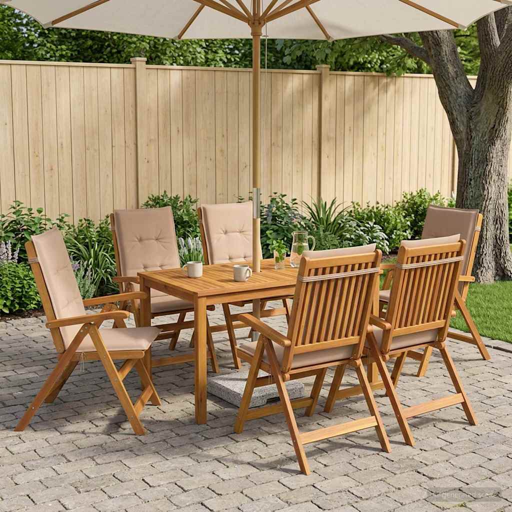 7-Piece Garden Dining Set Čvrsto drvo akacije