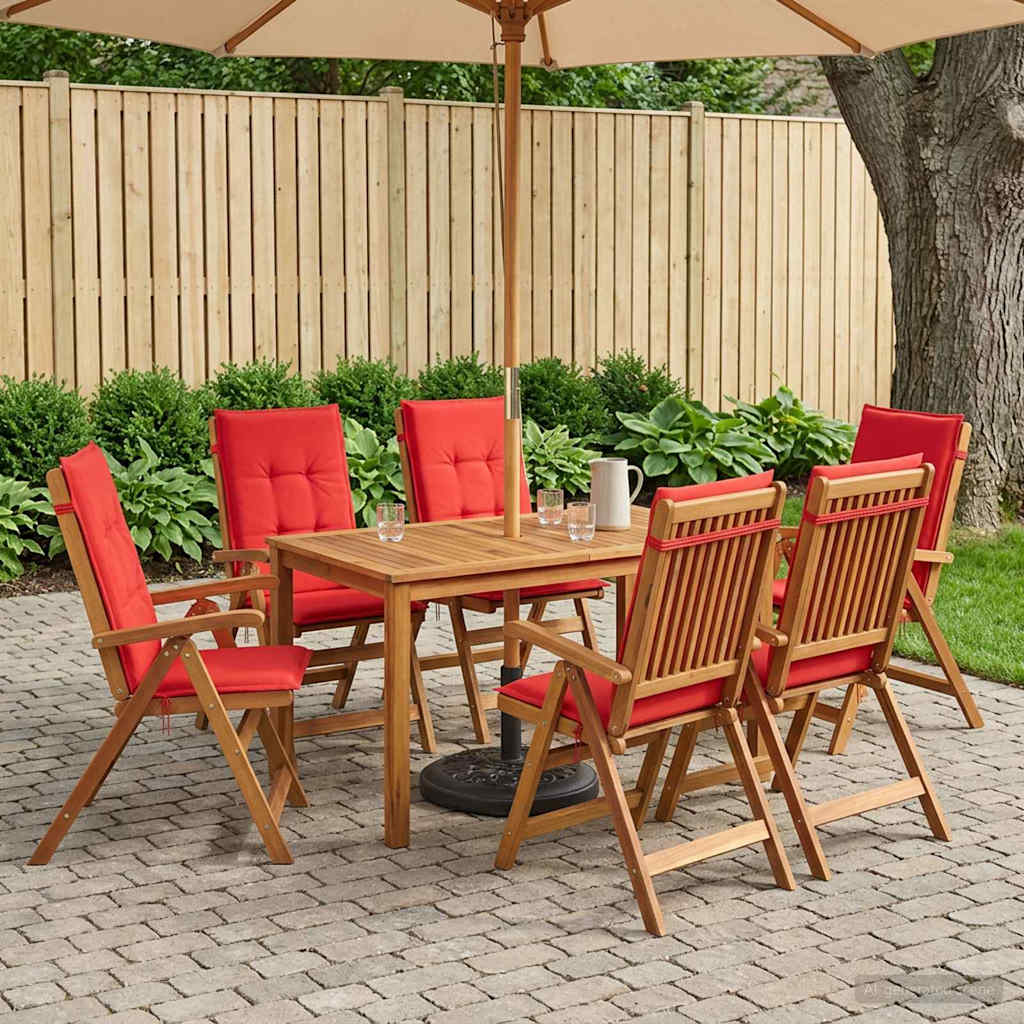 7-Piece Garden Dining Set Čvrsto drvo akacije