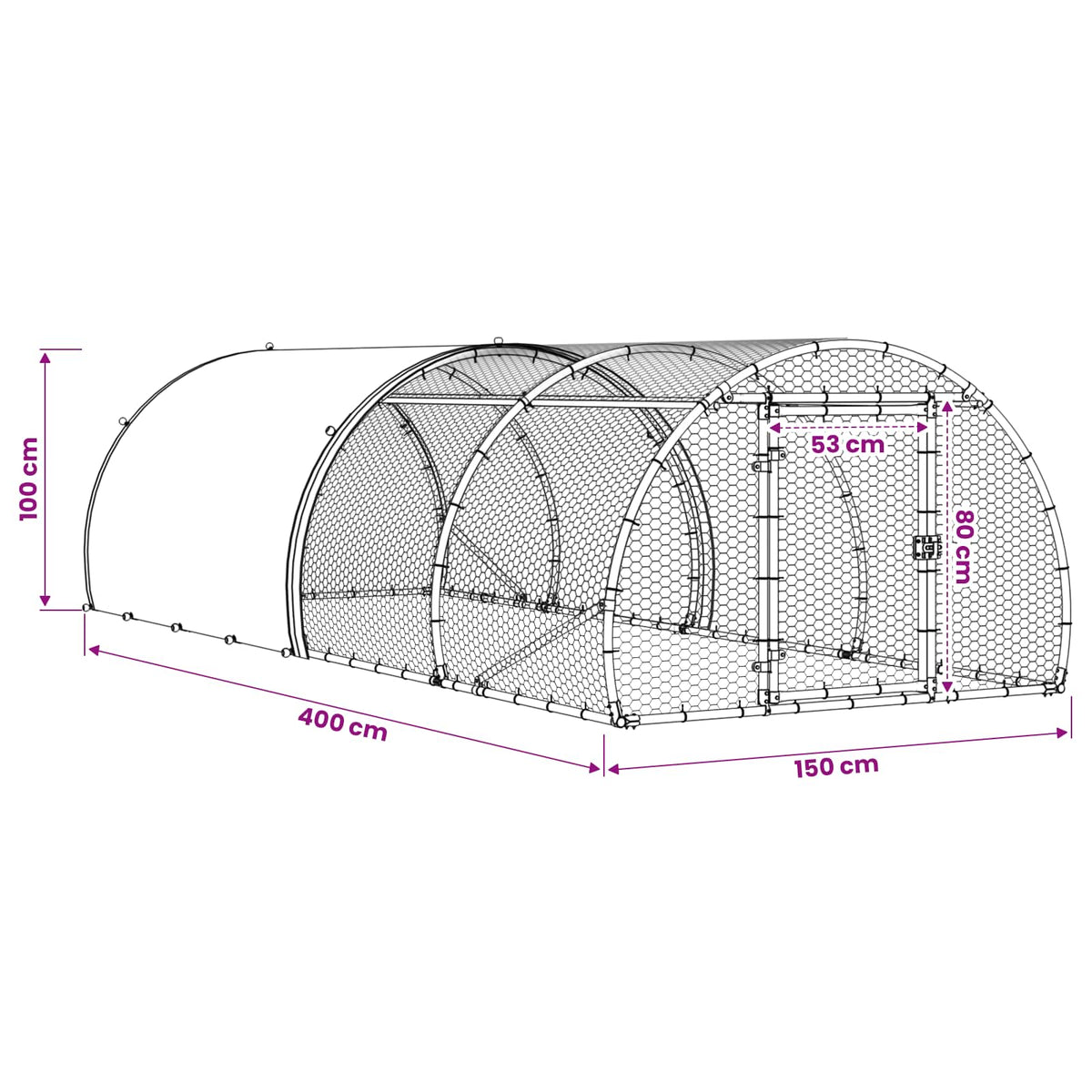 Kokošinjac Srebrna 400 x 150 x 100 cm Pocinčani čelik