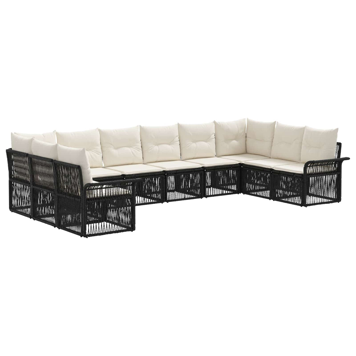 Sjedeća garnitura za vrt 10 kom. Crna poliratan 70.5 x 62 x 70 cm
