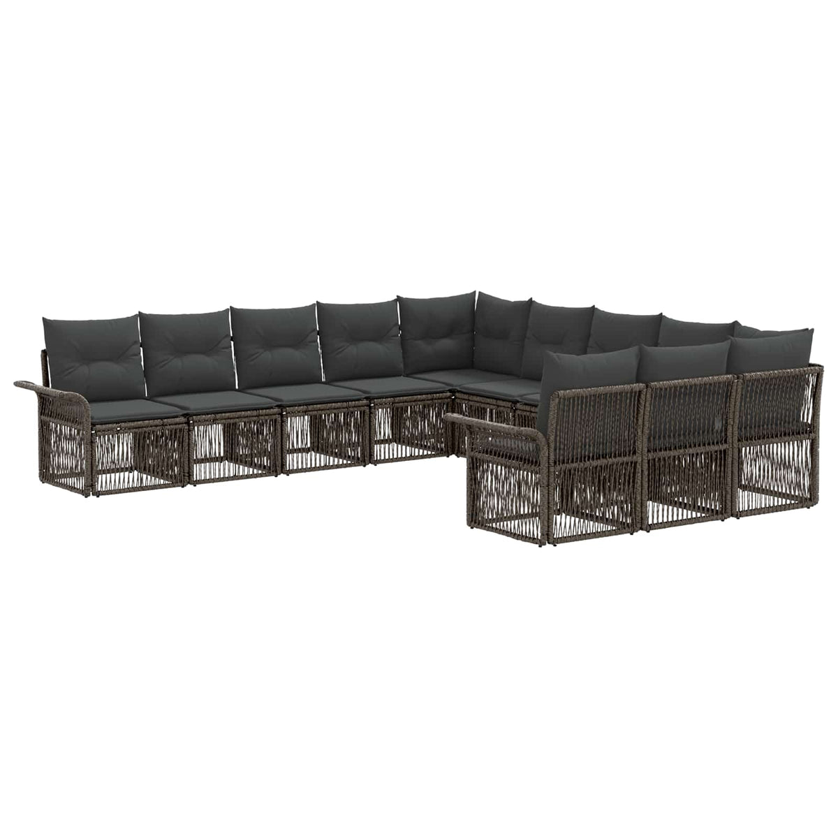 Sjedeća garnitura za vrt 11 kom. Siva poliratan 70.5 x 62 x 70 cm